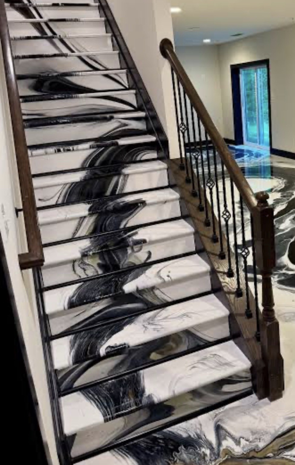Black and white metallic epoxy staircase in Williamsport PA