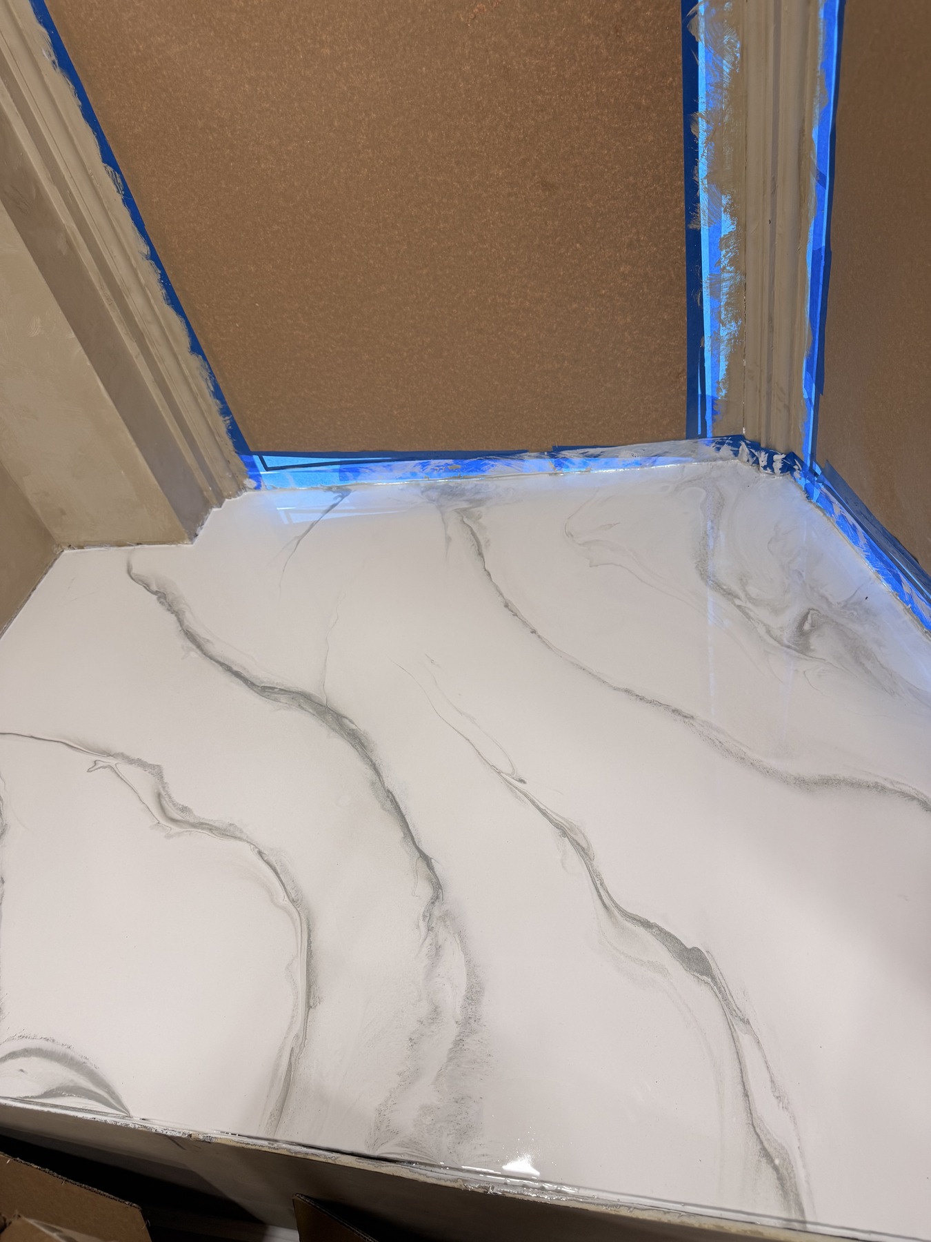 White marble epoxy countertop finish